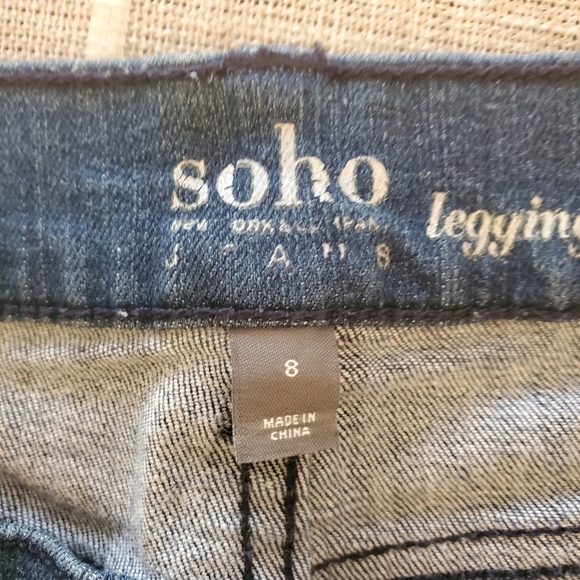 Soho Size 8 Cotton Blend Patchwork Leggins Stretchy Denin - Picture 8 of 13